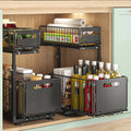 2-Tier Pull-Out Under Sink Organizer – No-Drill Sliding Cabinet Storage Rack