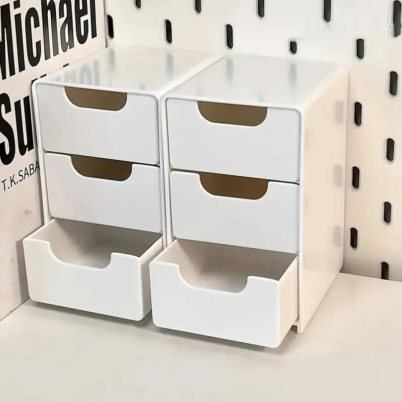 3-Tier Cosmetic Organizer with Drawers – Desktop Makeup & Skincare Storage Box