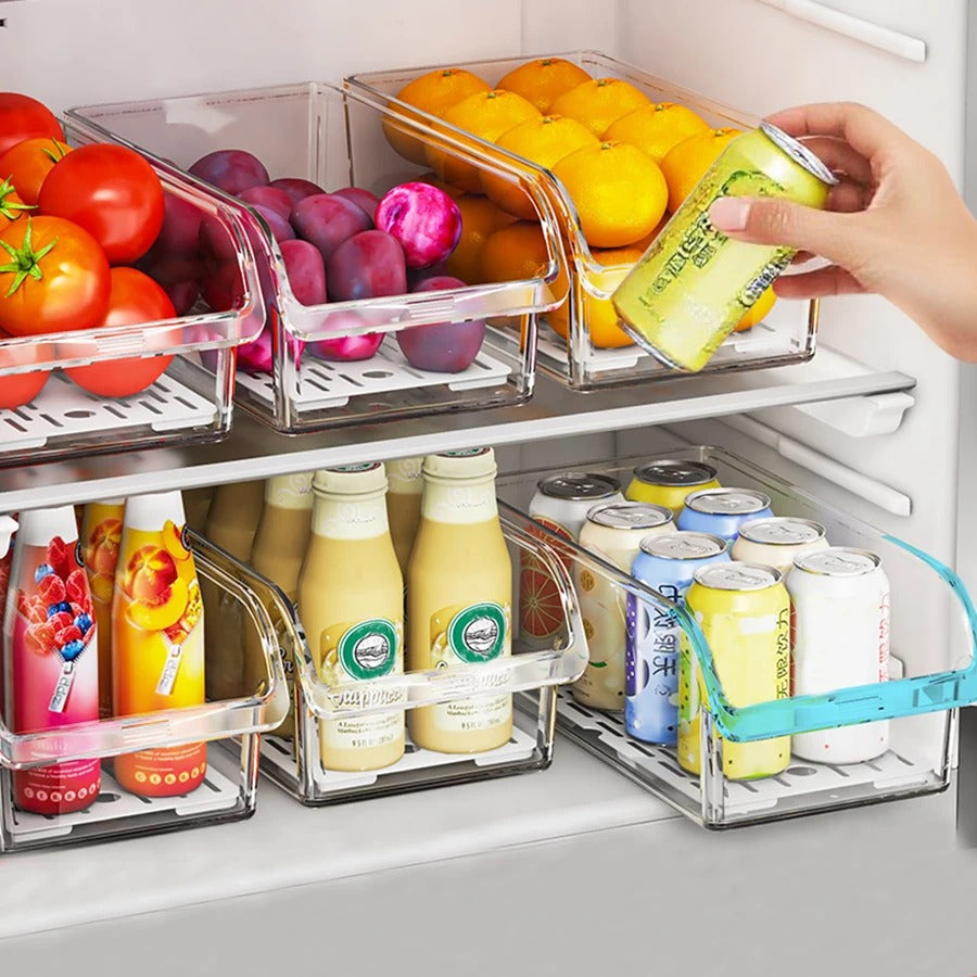 Clear Stackable Fridge Organizer Bins – Refrigerator Storage Containers Set