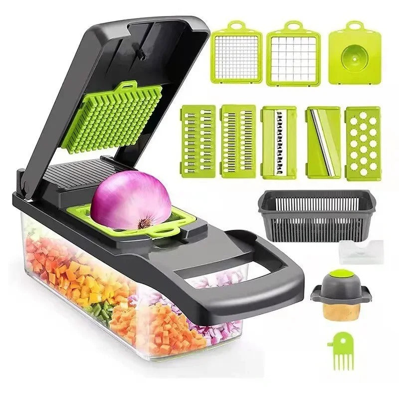 Multifunctional Vegetable Chopper – Onion Dicer & Slicer with Container